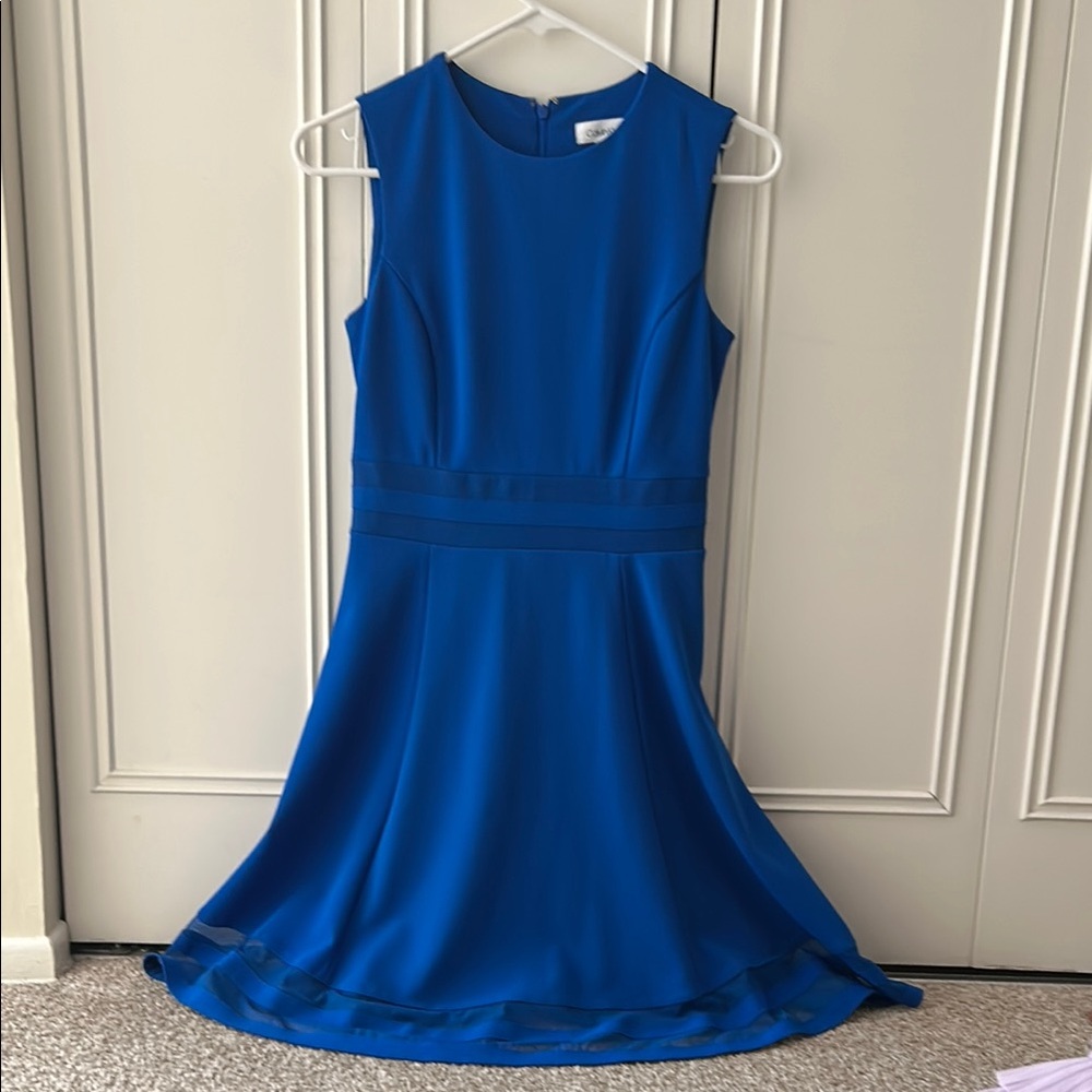 Calvin Klein Blue A-Line Sleeveless Mini Dress